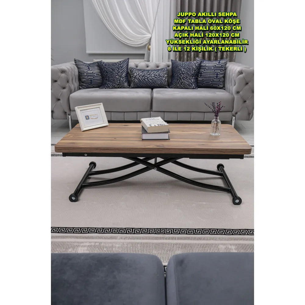 Juppo Üst Tabla Mdf Urartu Oval Köşe lt Ayak Yuvarlak Siyah İçe Kıvrım