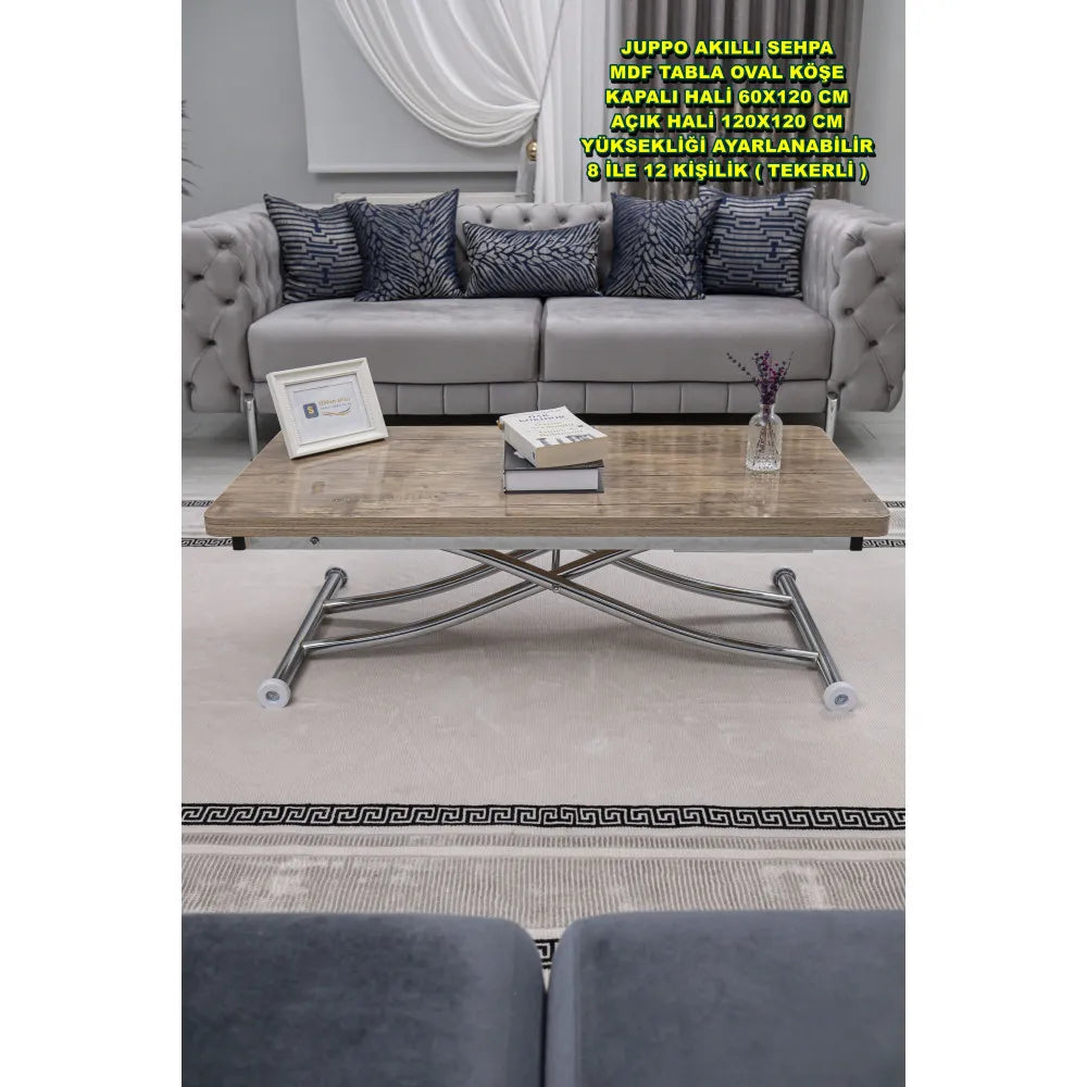 Juppo Üst Tabla Mdf Antiklayt Oval Köşe Alt Ayak Yuvarlak Krom Kaplama İçe Kıvrım