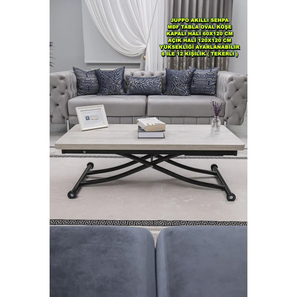 Juppo Üst Tabla Mdf Lizbon Oval Köşe lt Ayak Yuvarlak Siyah İçe Kıvrım