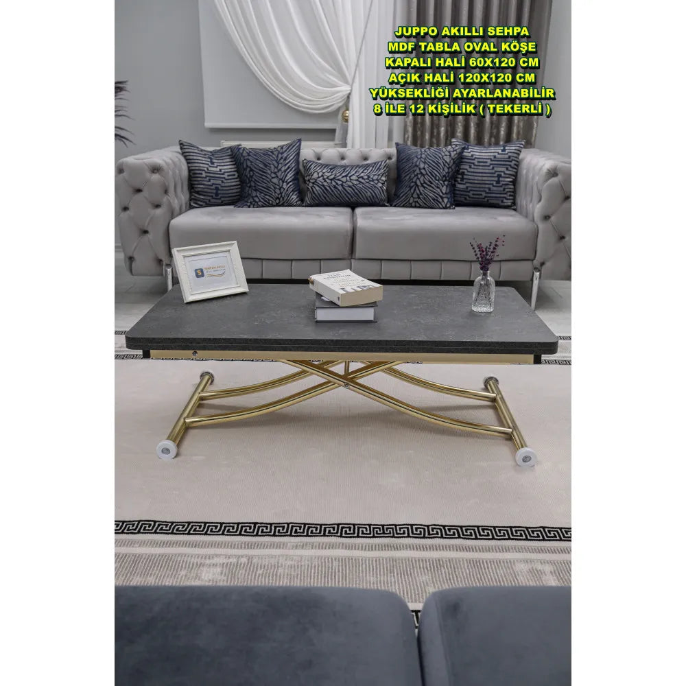 Juppo Üst Tabla Mdf Kartal Oval Köşe Alt Ayak Yuvarlak Gold Kaplama İçe Kıvrım