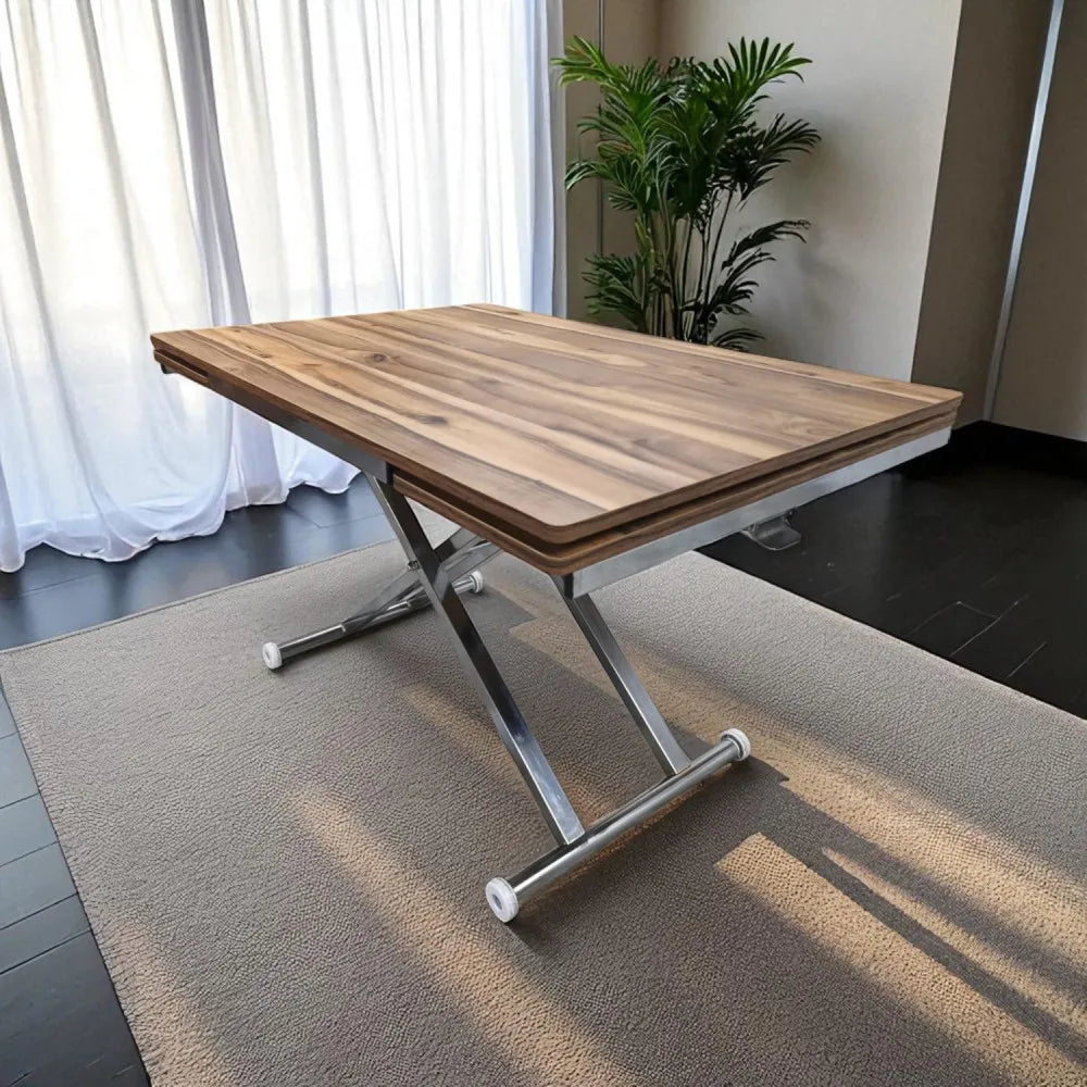 Yan Baştan Açılır Akıllı Masa Üst Mdf Urartu Alt Ayak Krom Kaplama