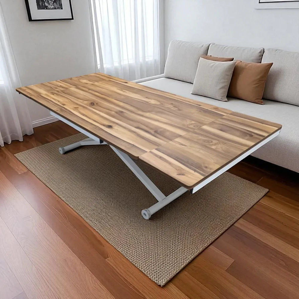 Yan Baştan Açılır Akıllı Masa Üst Mdf Urartu Alt Ayak Beyaz Renk