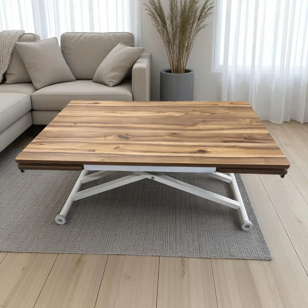 Yan Baştan Açılır Akıllı Masa Üst Mdf Urartu Alt Ayak Beyaz Renk