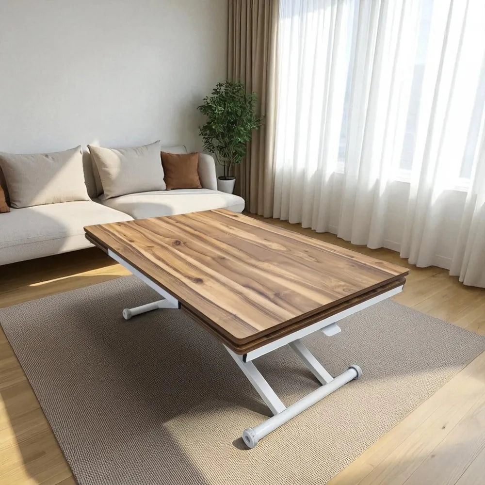 Yan Baştan Açılır Akıllı Masa Üst Mdf Urartu Alt Ayak Beyaz Renk