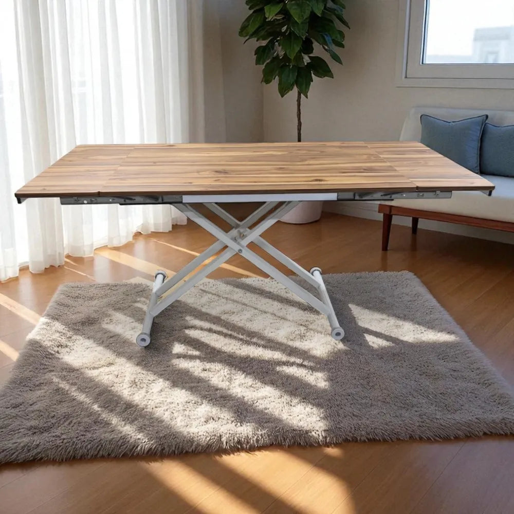 Yan Baştan Açılır Akıllı Masa Üst Mdf Urartu Alt Ayak Beyaz Renk