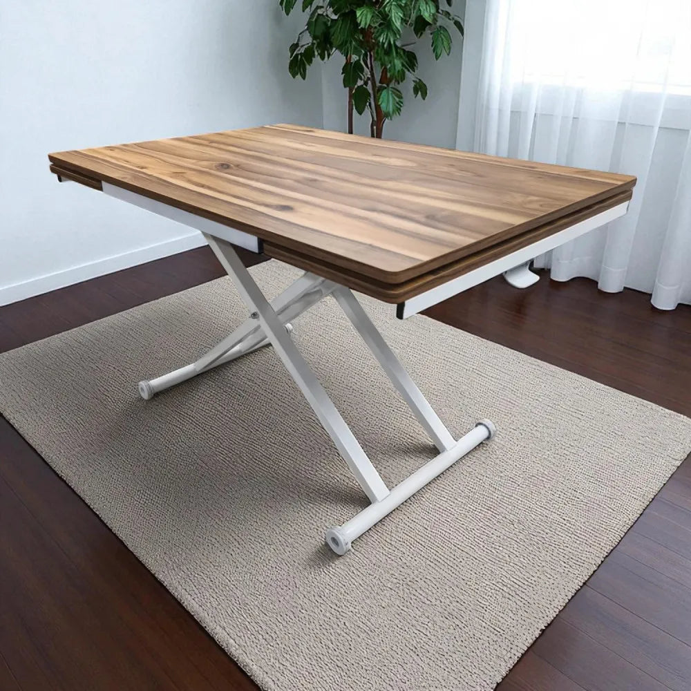 Yan Baştan Açılır Akıllı Masa Üst Mdf Urartu Alt Ayak Beyaz Renk