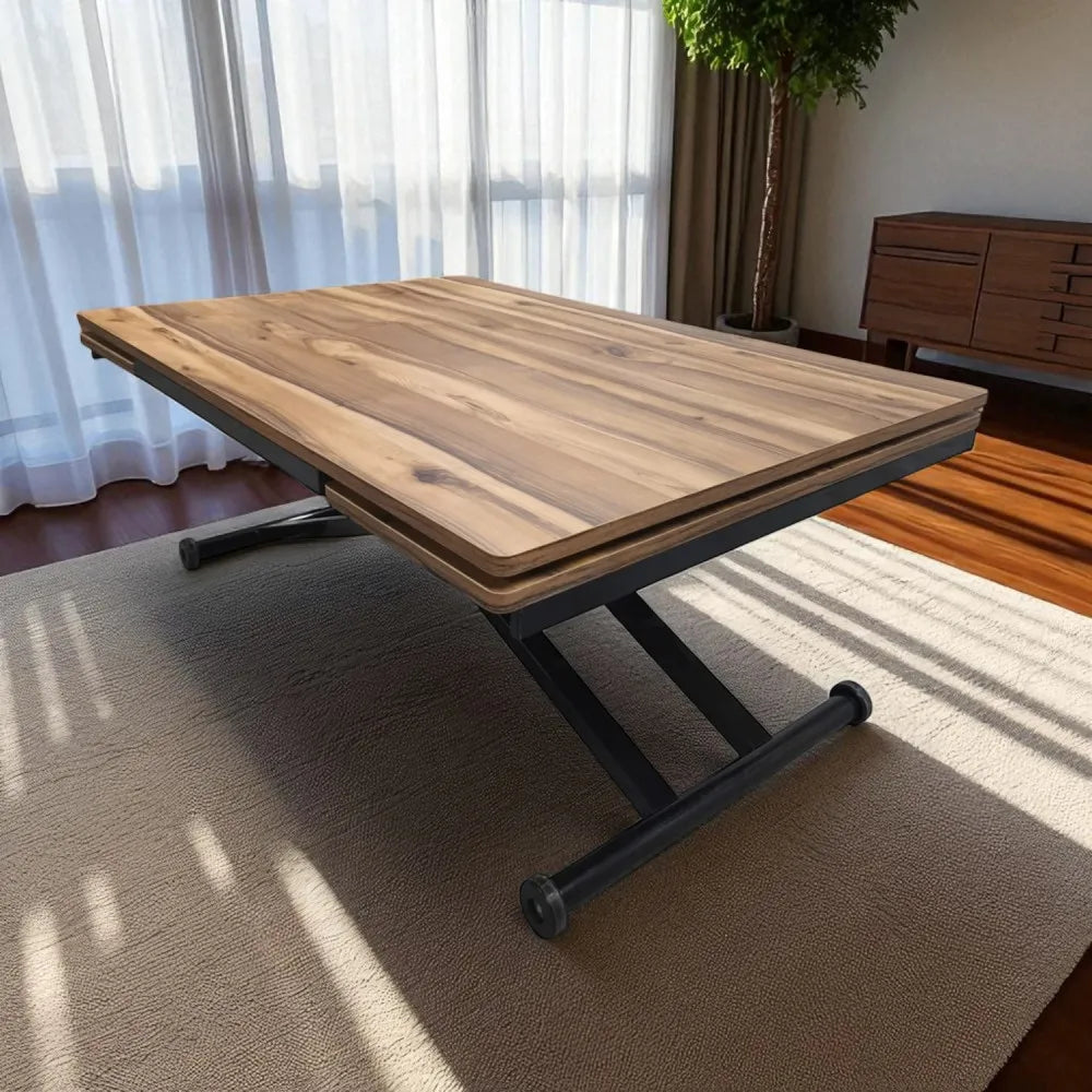 Yan Baştan Açılır Akıllı Masa Üst Mdf Urartu Alt Ayak Siyah Renk