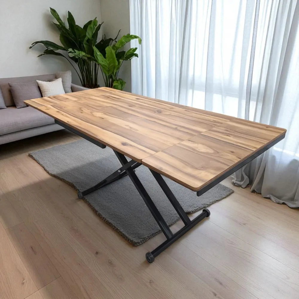 Yan Baştan Açılır Akıllı Masa Üst Mdf Urartu Alt Ayak Siyah Renk