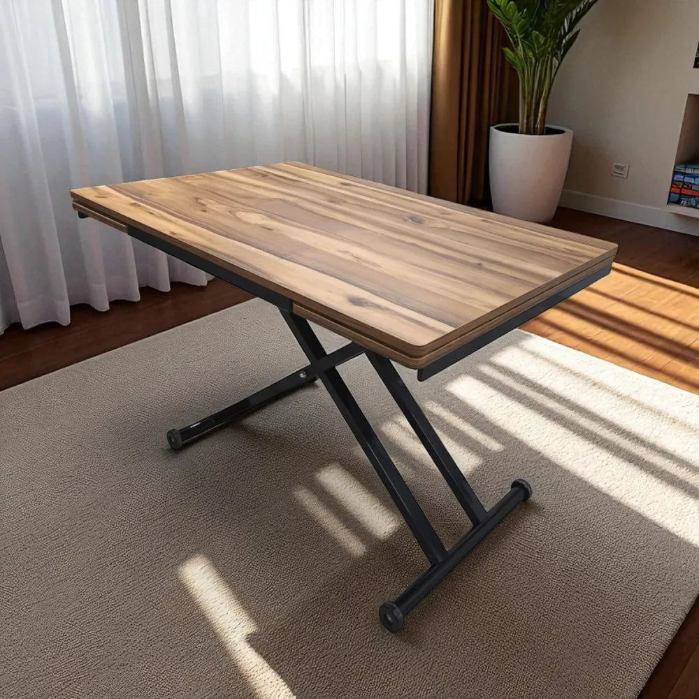 Yan Baştan Açılır Akıllı Masa Üst Mdf Urartu Alt Ayak Siyah Renk