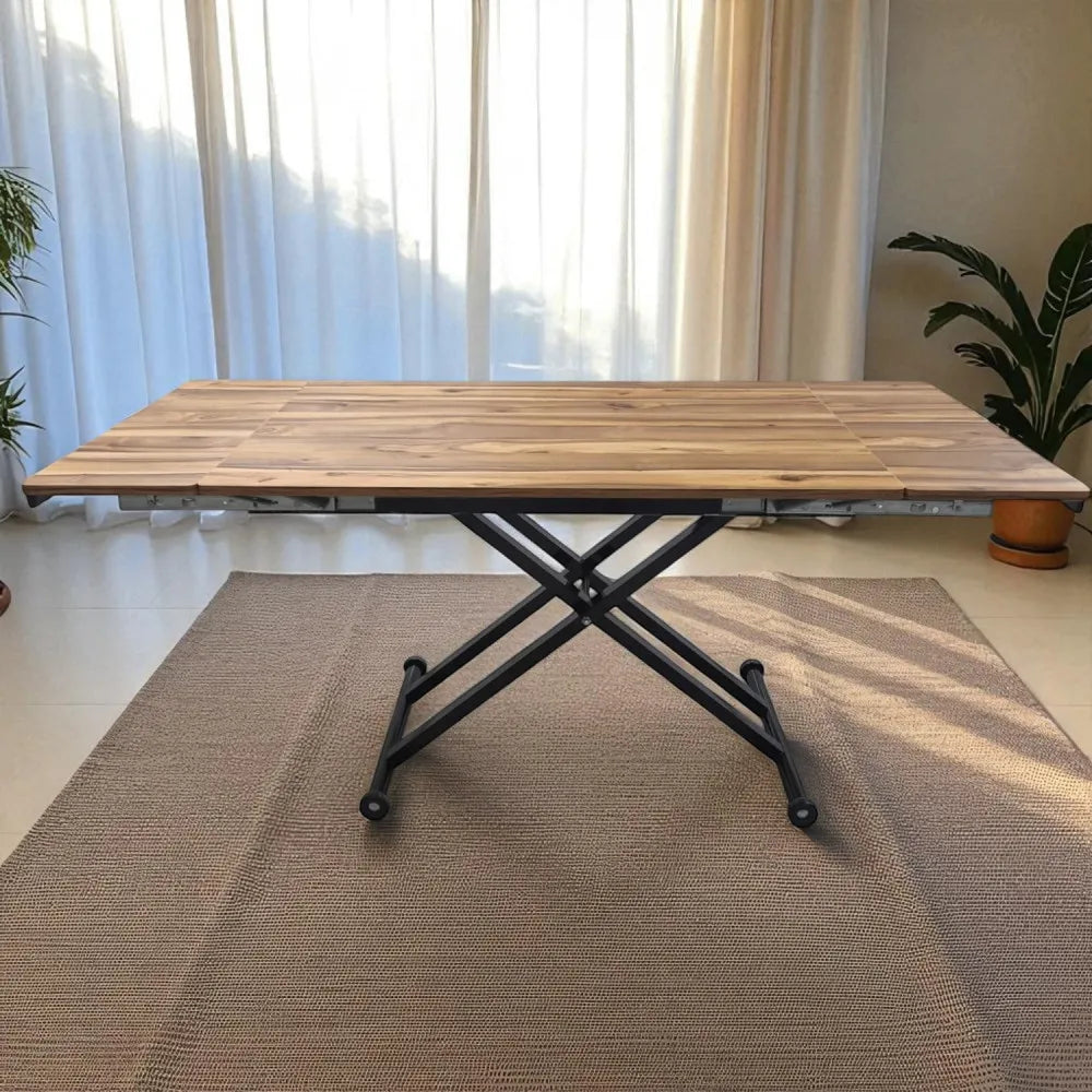 Yan Baştan Açılır Akıllı Masa Üst Mdf Urartu Alt Ayak Siyah Renk