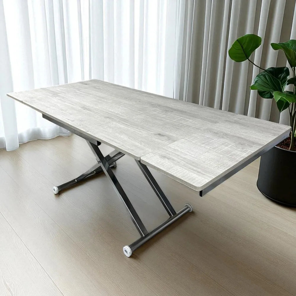 Yan Baştan Açılır Akıllı Masa Üst Mdf Lizbon Alt Ayak Krom Kaplama