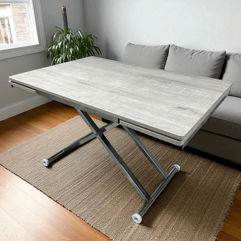 Yan Baştan Açılır Akıllı Masa Üst Mdf Lizbon Alt Ayak Krom Kaplama