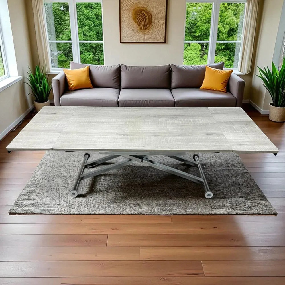 Yan Baştan Açılır Akıllı Masa Üst Mdf Lizbon Alt Ayak Krom Kaplama