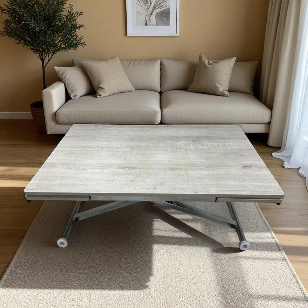 Yan Baştan Açılır Akıllı Masa Üst Mdf Lizbon Alt Ayak Krom Kaplama