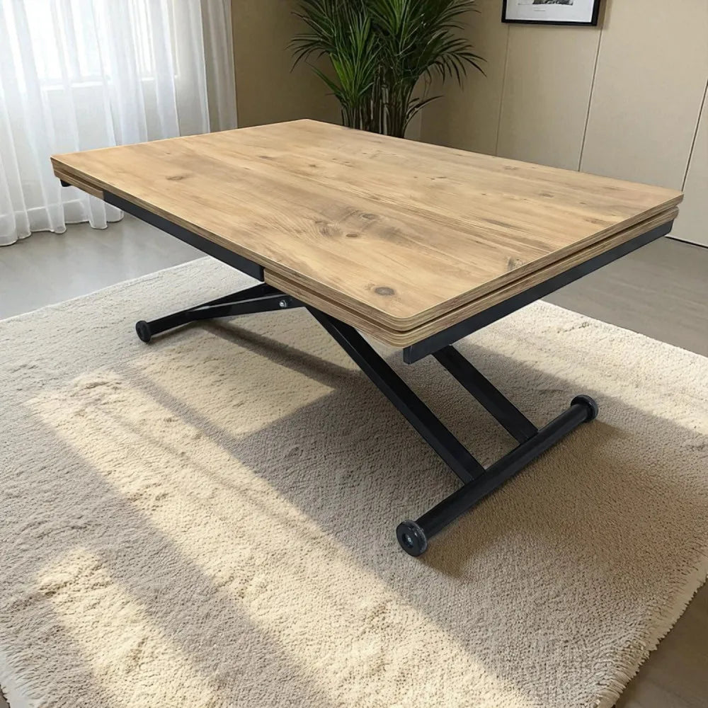 Yan Baştan Açılır Akıllı Masa Üst Mdf EfesÇam Alt Ayak Siyah Renk