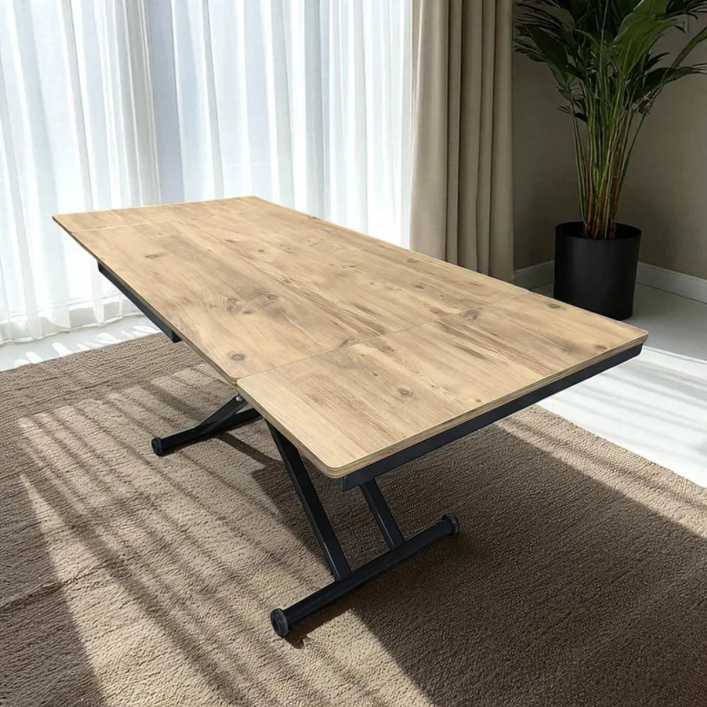 Yan Baştan Açılır Akıllı Masa Üst Mdf EfesÇam Alt Ayak Siyah Renk