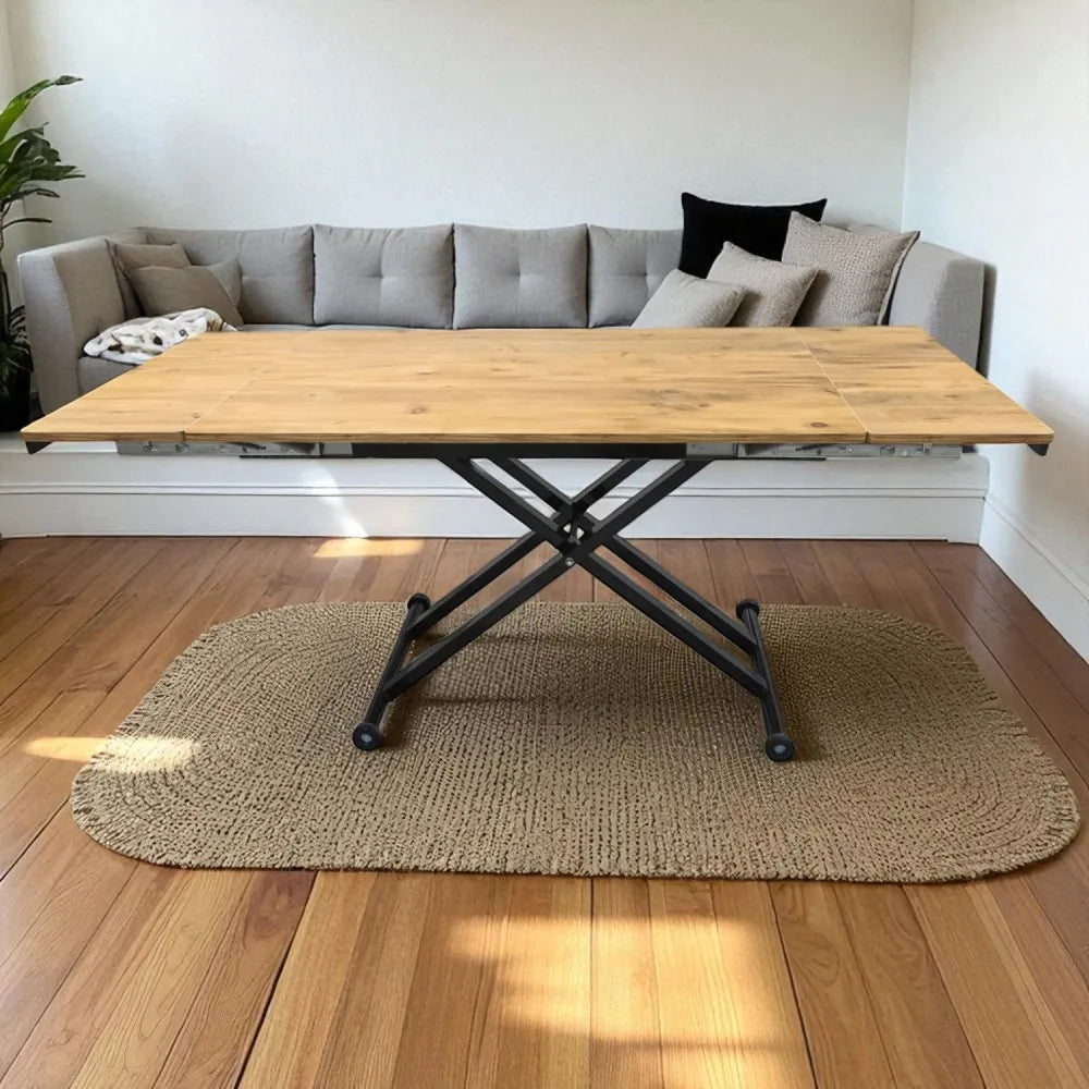 Yan Baştan Açılır Akıllı Masa Üst Mdf EfesÇam Alt Ayak Siyah Renk