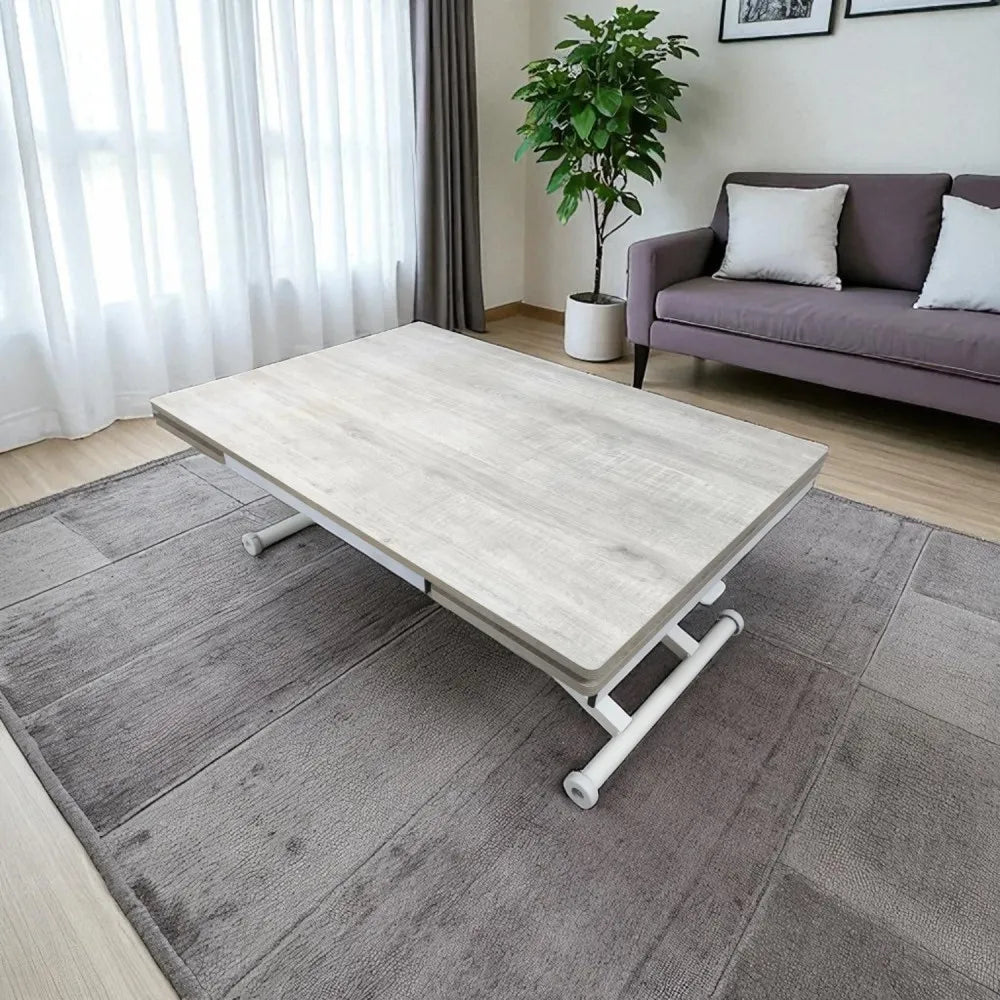 Yan Baştan Açılır Akıllı Masa Üst Mdf Lizbon Alt Ayak Beyaz Renk