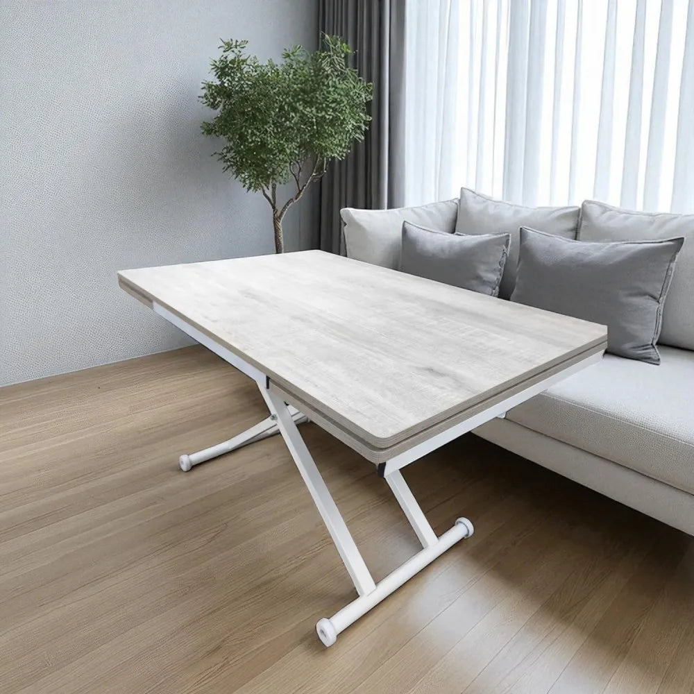 Yan Baştan Açılır Akıllı Masa Üst Mdf Lizbon Alt Ayak Beyaz Renk