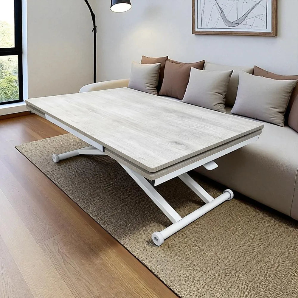 Yan Baştan Açılır Akıllı Masa Üst Mdf Lizbon Alt Ayak Beyaz Renk