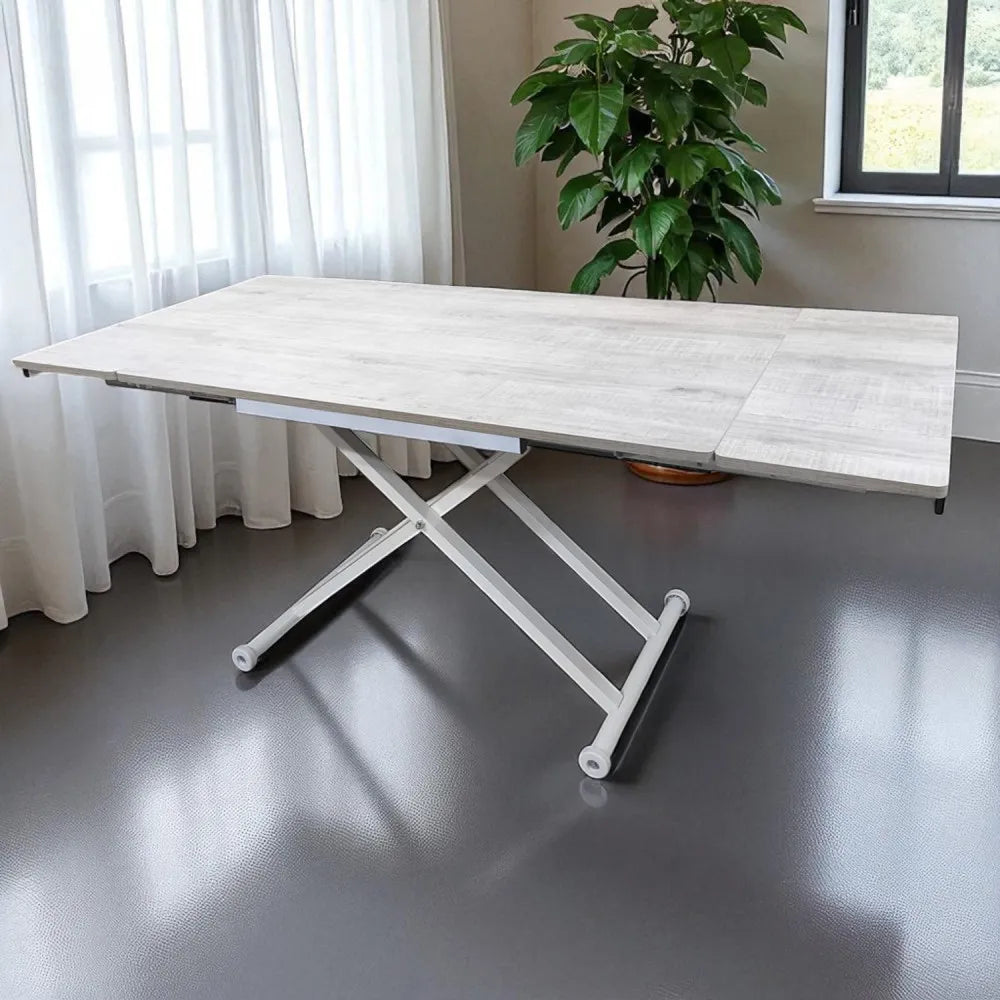 Yan Baştan Açılır Akıllı Masa Üst Mdf Lizbon Alt Ayak Beyaz Renk