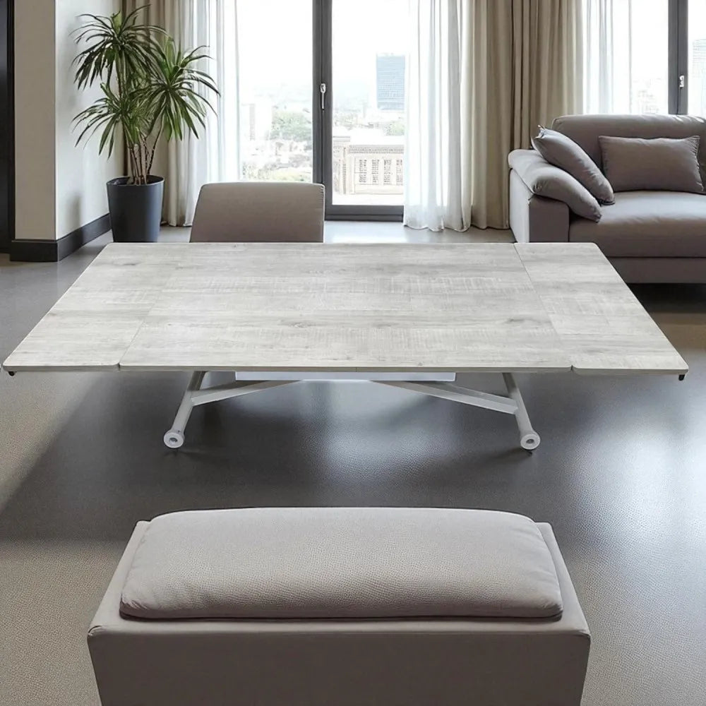 Yan Baştan Açılır Akıllı Masa Üst Mdf Lizbon Alt Ayak Beyaz Renk