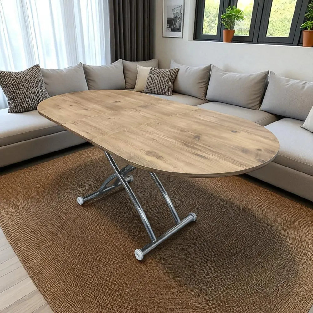 Ortadan Açılır Akıllı Masa Üst Mdf Efesçam Alt Ayak Krom Kaplama