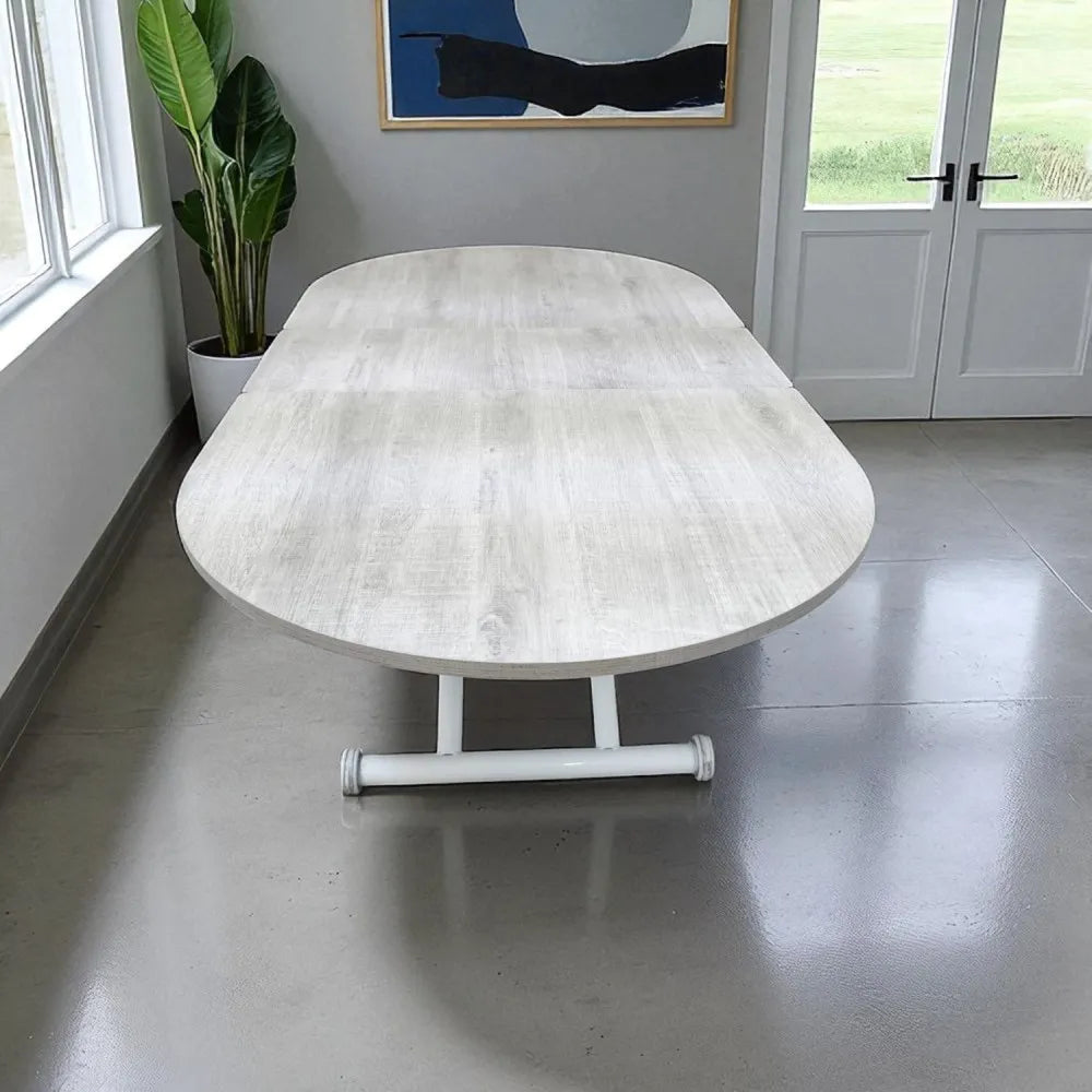 Ortadan Açılır Akıllı Masa Üst Mdf Lizbon Alt Ayak Beyaz Renk