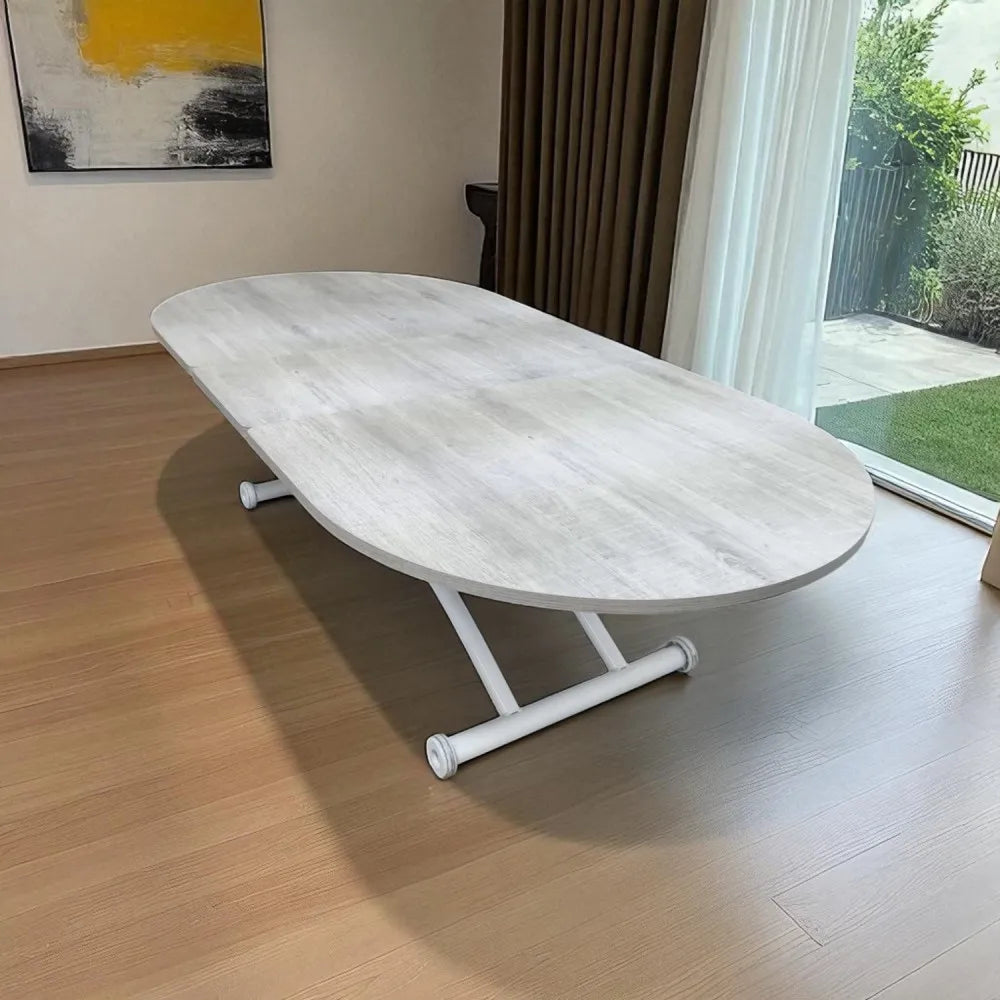 Ortadan Açılır Akıllı Masa Üst Mdf Lizbon Alt Ayak Beyaz Renk