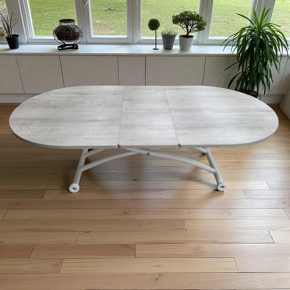 Ortadan Açılır Akıllı Masa Üst Mdf Lizbon Alt Ayak Beyaz Renk