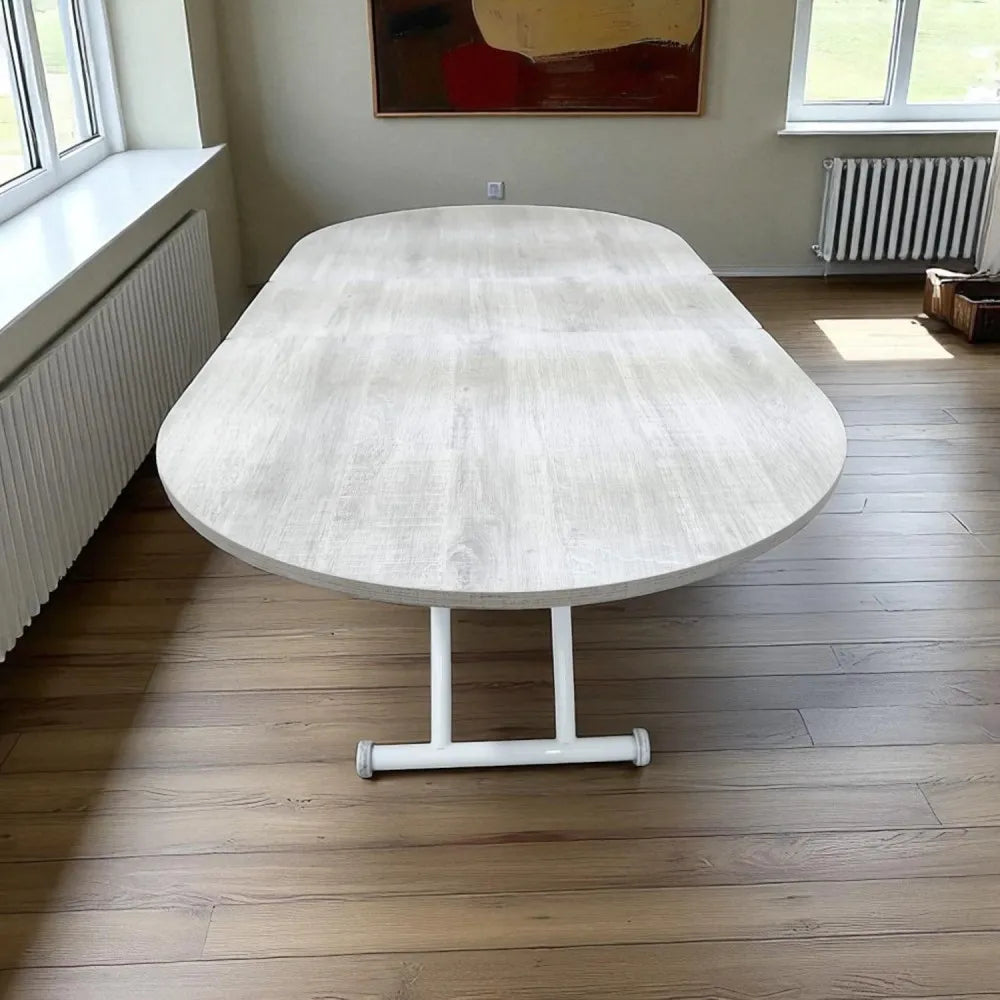 Ortadan Açılır Akıllı Masa Üst Mdf Lizbon Alt Ayak Beyaz Renk