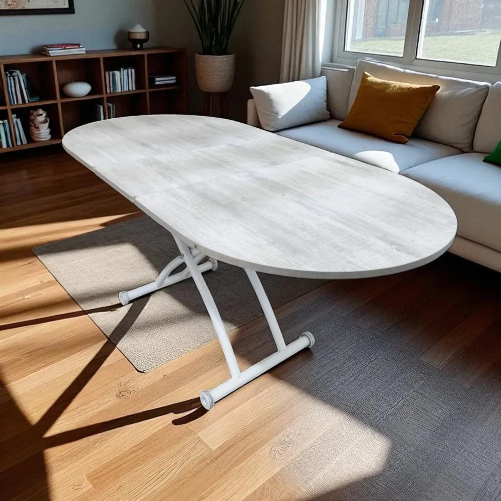 Ortadan Açılır Akıllı Masa Üst Mdf Lizbon Alt Ayak Beyaz Renk