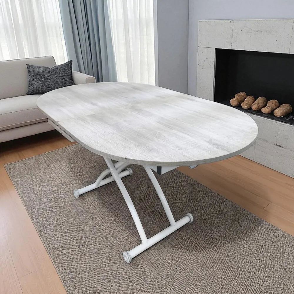 Ortadan Açılır Akıllı Masa Üst Mdf Lizbon Alt Ayak Beyaz Renk