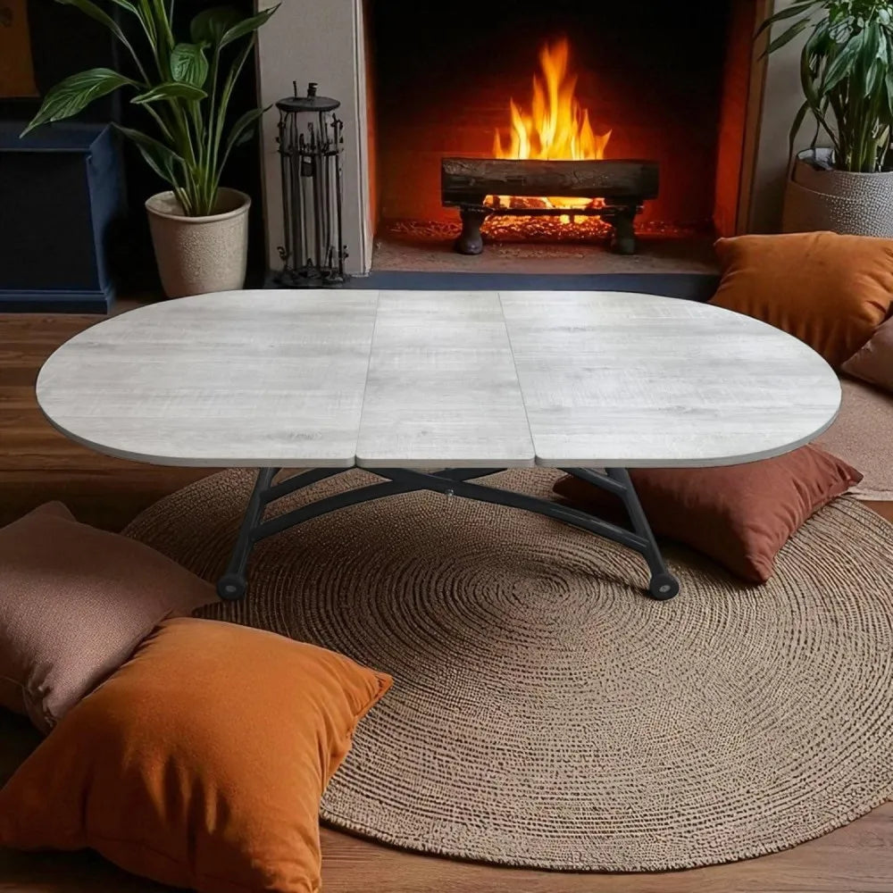 Ortadan Açılır Akıllı Masa Üst Mdf Lizbon Alt Ayak Siyah Renk