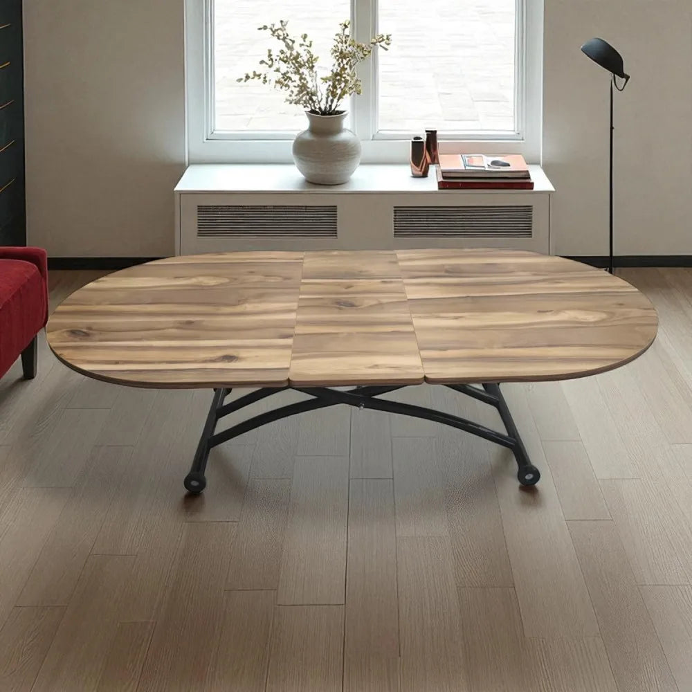 Ortadan Açılır Akıllı Masa Üst Mdf Urartu Alt Ayak Siyah Renk