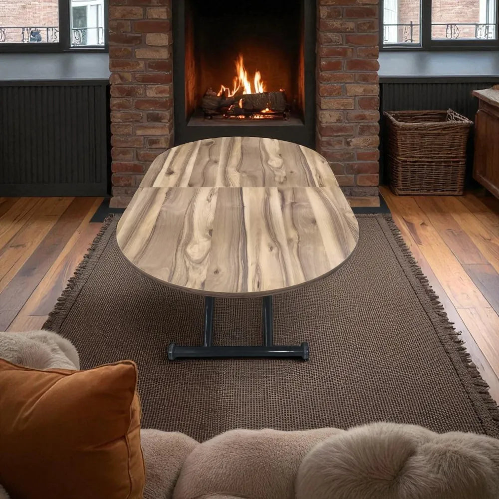 Ortadan Açılır Akıllı Masa Üst Mdf Urartu Alt Ayak Siyah Renk