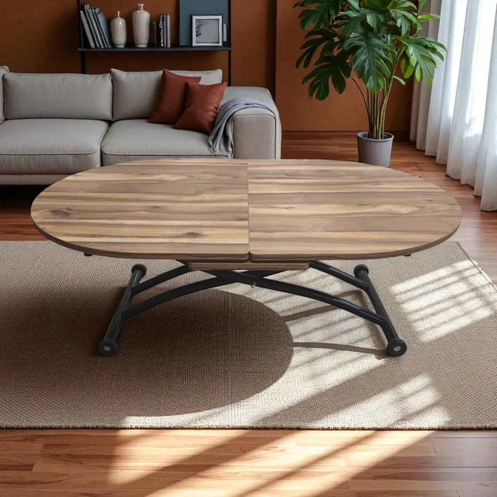 Ortadan Açılır Akıllı Masa Üst Mdf Urartu Alt Ayak Siyah Renk