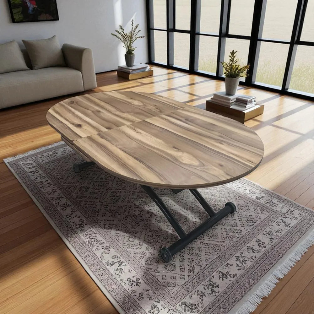 Ortadan Açılır Akıllı Masa Üst Mdf Urartu Alt Ayak Siyah Renk