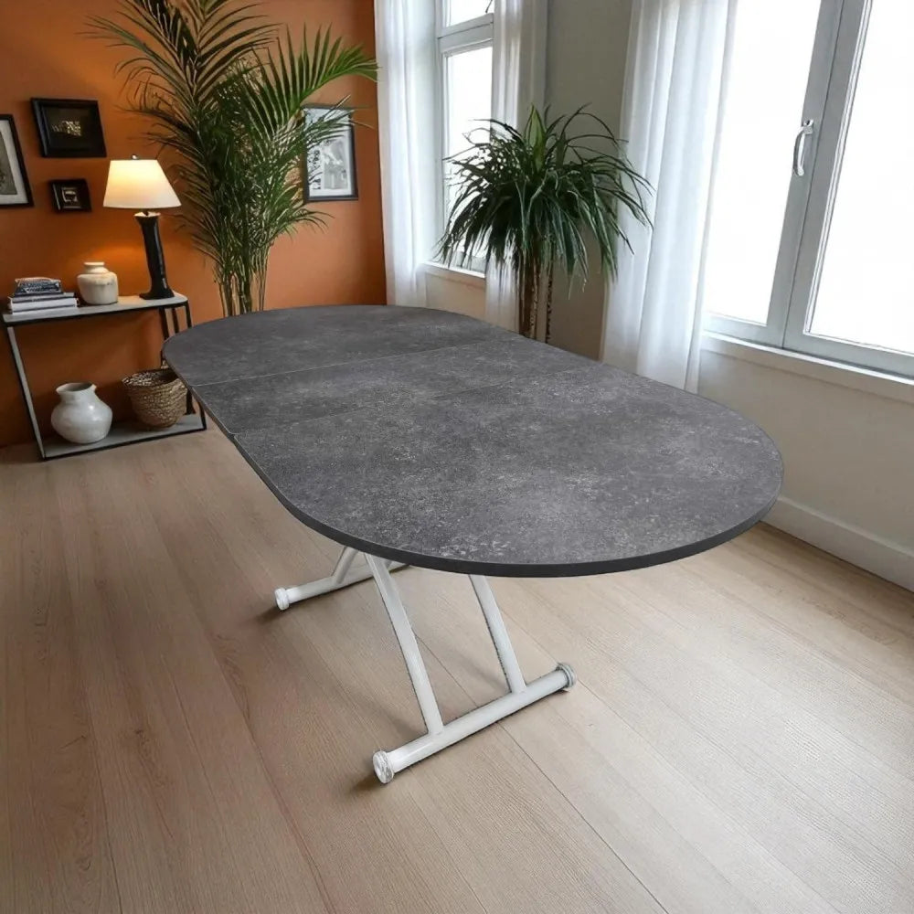 Ortadan Açılır Akıllı Masa Üst Mdf Kartal Alt Ayak Beyaz Renk