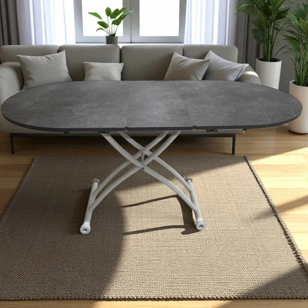 Ortadan Açılır Akıllı Masa Üst Mdf Kartal Alt Ayak Beyaz Renk