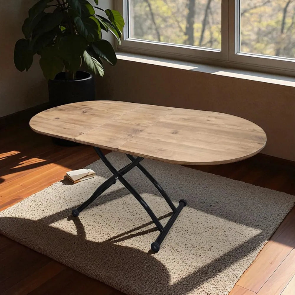 Ortadan Açılır Akıllı Masa Üst Mdf Efesçam Alt Ayak Siyah Renk