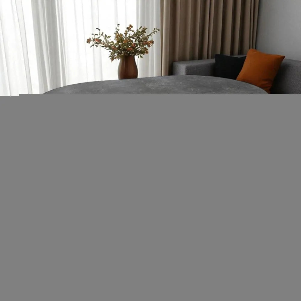 Oval Ortadan Açılır Akıllı Masa Üst Mdf Frezeli Antrasit Alt Ayak Krom Kaplama