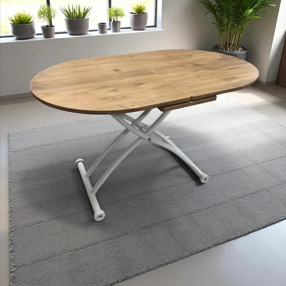 Ortadan Açılır Akıllı Masa Üst Mdf Efesçam Alt Ayak Beyaz Renk