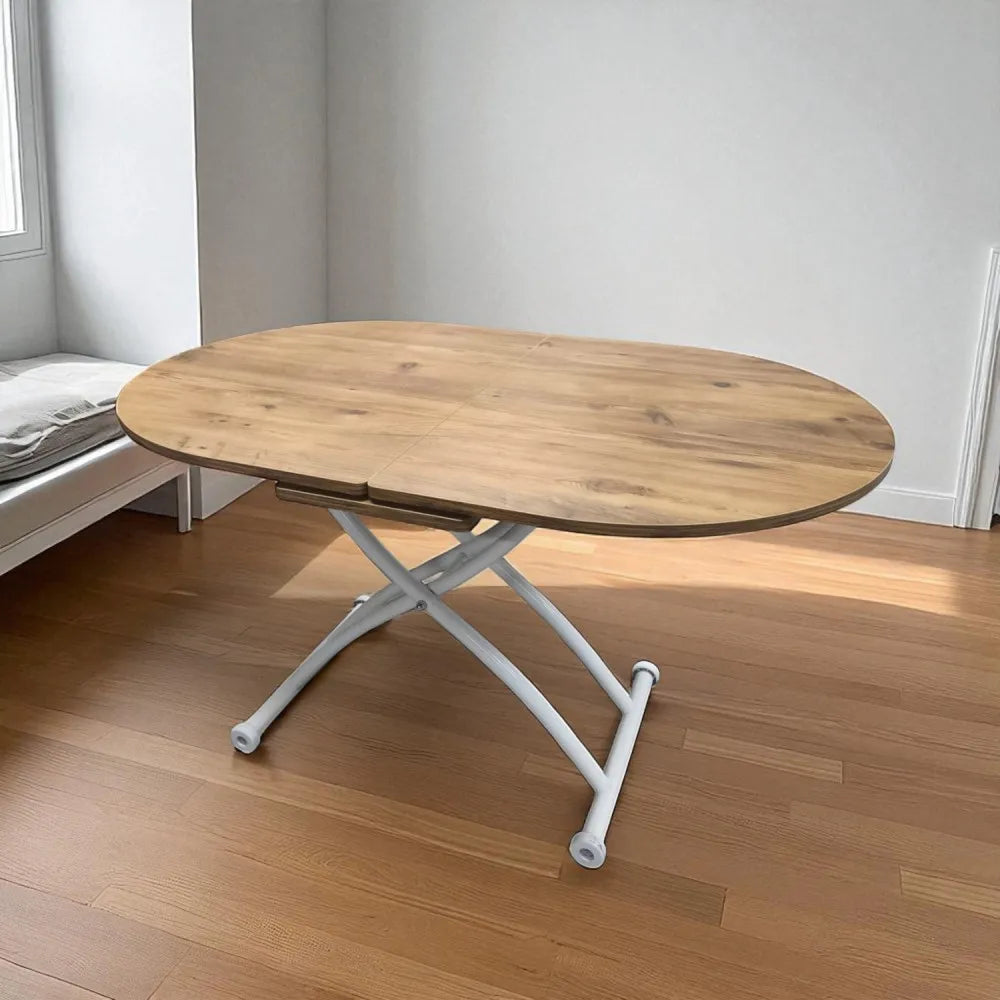 Ortadan Açılır Akıllı Masa Üst Mdf Efesçam Alt Ayak Beyaz Renk