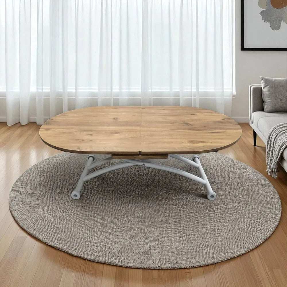 Ortadan Açılır Akıllı Masa Üst Mdf Efesçam Alt Ayak Beyaz Renk