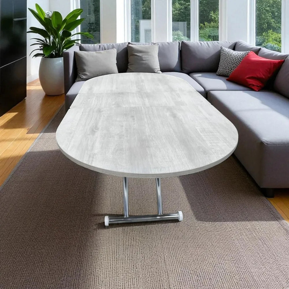 Ortadan Açılır Akıllı Masa Üst Mdf Lizbon Alt Ayak Krom Kaplama