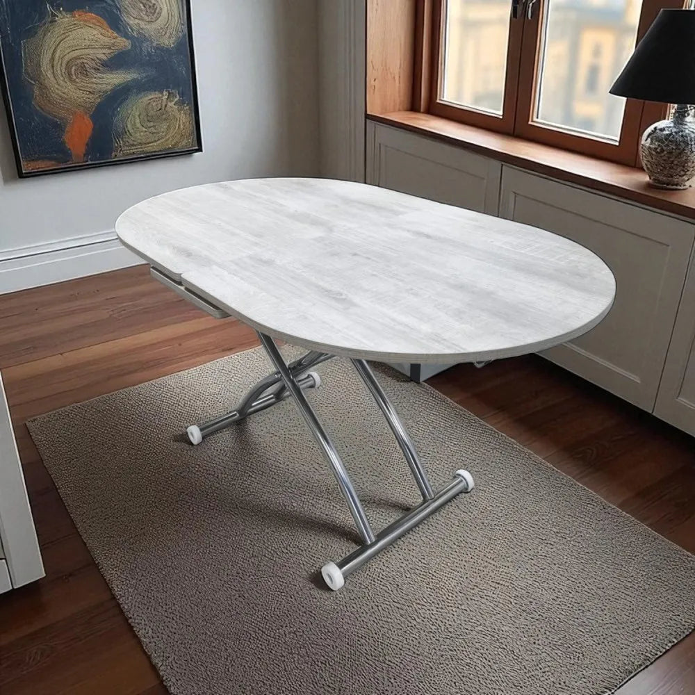 Ortadan Açılır Akıllı Masa Üst Mdf Lizbon Alt Ayak Krom Kaplama