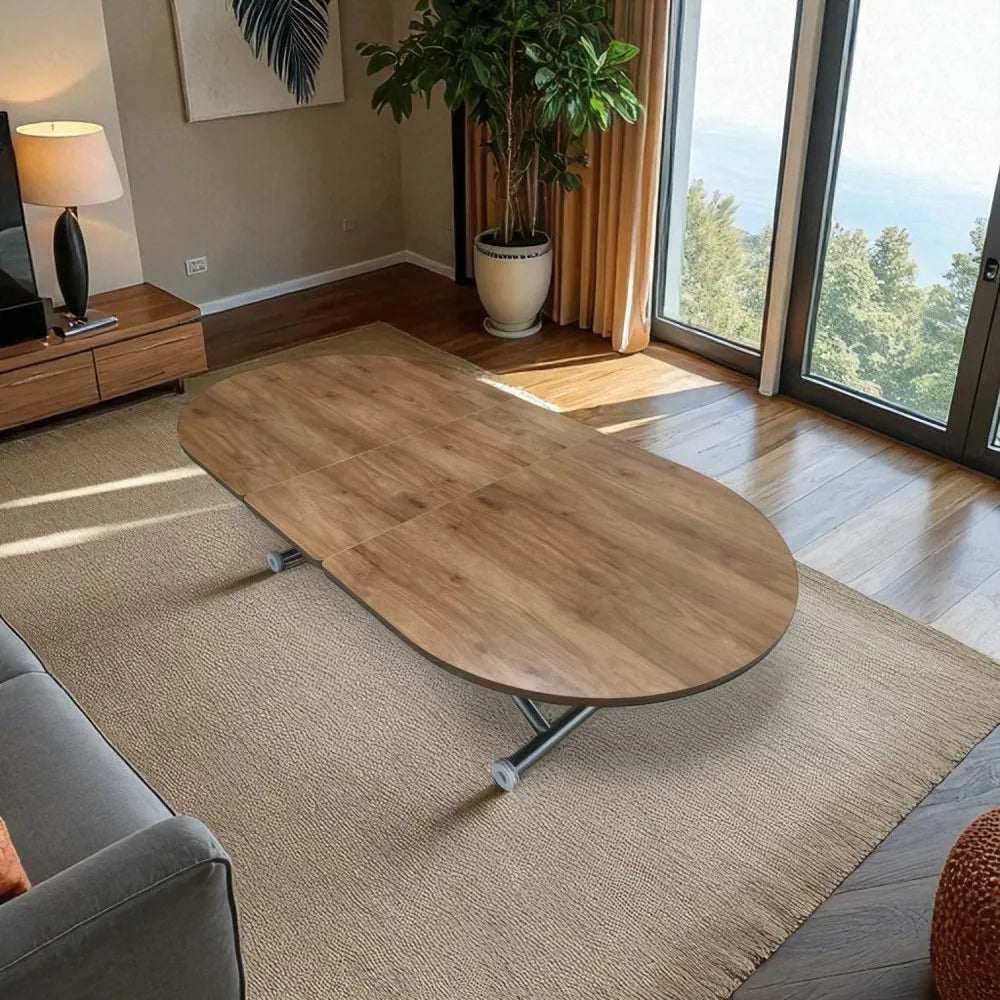 Ortadan Açılır Akıllı Masa Üst Mdf Ceviz Alt Ayak Krom Kaplama