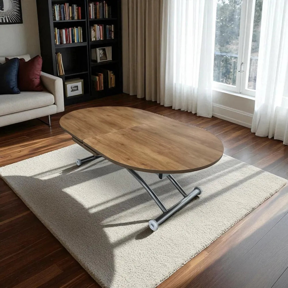 Ortadan Açılır Akıllı Masa Üst Mdf Ceviz Alt Ayak Krom Kaplama