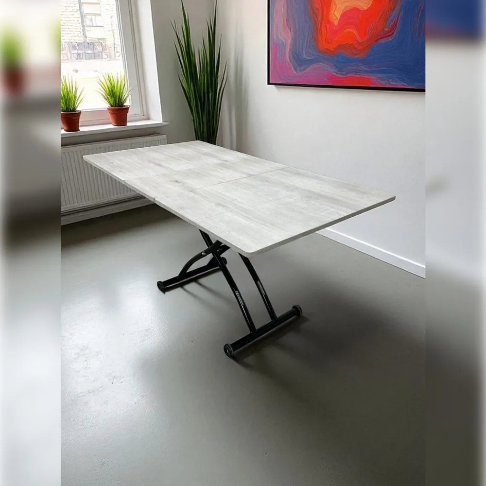 Ortadan Açılır Akıllı Masa Üst Mdf Lizbon Alt Ayak Siyah Renk